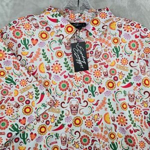 Sunday Swagger Polo Mens Large White Smirnoff Spicy Tamarind Sugar Skull Golf
